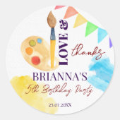 Schilder en partij kunst thema partij monogrammed ronde sticker (Voorkant)