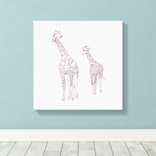 Schilder het schets tekening van moeder en kind canvas afdruk (Insitu (Houten vloer))