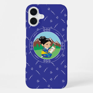 Schilder landschapsblauw van Japans meisje iPhone 16 Plus Hoesje