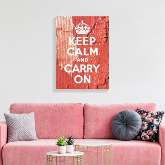 Schilder met rode schil Houd kalm in wit Canvas Afdruk (Insitu (Woonkamer))