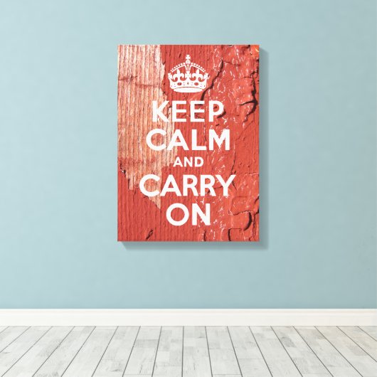 Schilder met rode schil Houd kalm in wit Canvas Afdruk (Insitu (Houten vloer))