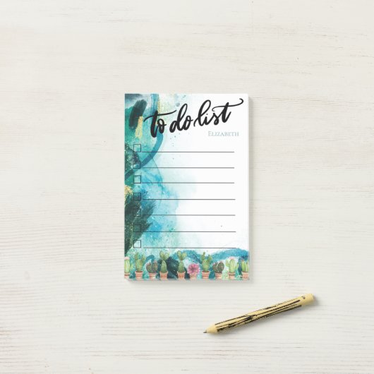 Schilder, plastic, cactus om lijst te doen post-it® notes (Op bureau)