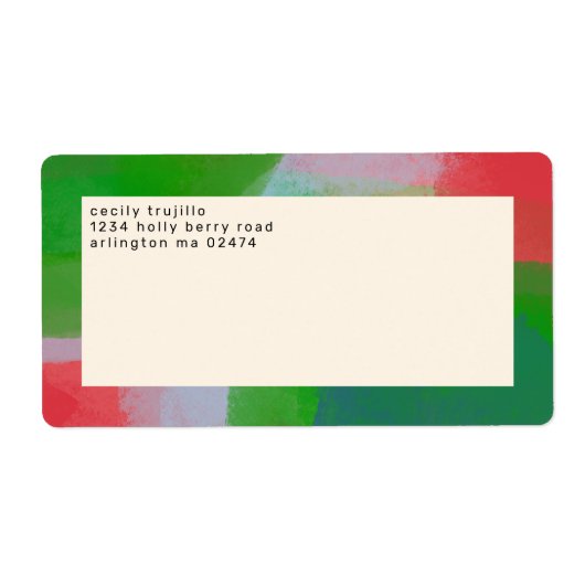 Schilderachtig Abstracte kunst Monogram rood en gr Etiket (Voorkant)