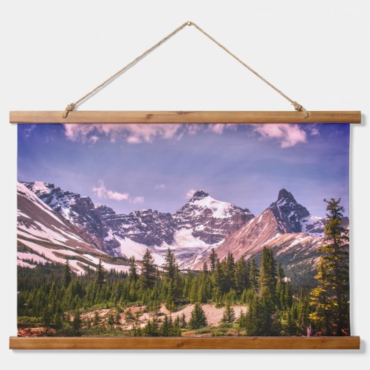 Schilderachtig Alberta Alpine Mountains Hangend Wandkleed (Voorkant)