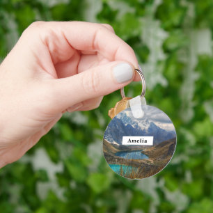 Schilderachtig Alpenbergen Foto Sleutelhanger