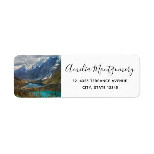 Schilderachtig Alpengebergte Fotoadres Etiket