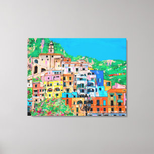 Schilderachtig Amalfikust Italië Mediterrane Cliff Canvas Afdruk