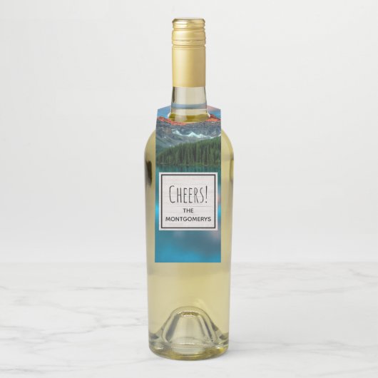 Schilderachtig berg- en meer-landschapsfoto flessenhanger (Op fles)