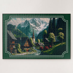 Schilderachtig bergdorp Jigzaag Puzzle Legpuzzel