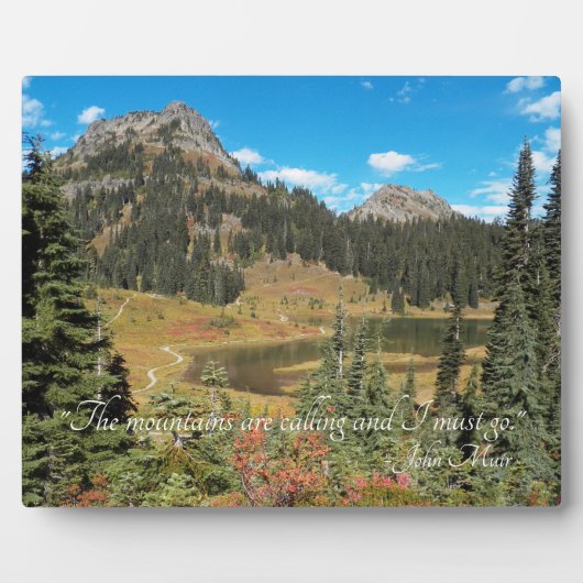 Schilderachtig bergmeer Landschap John Muir Quote Fotoplaat (Voorkant)