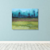 schilderachtig boslandschap met groen en zwart mys canvas afdruk (Insitu (Houten vloer))