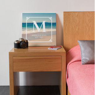 Schilderachtig California Beach Photo Wedding Mono Canvas Afdruk