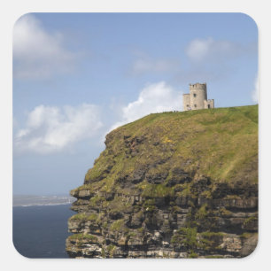 Schilderachtig Cliffs of Moher en O'Brien Tower. Vierkante Sticker