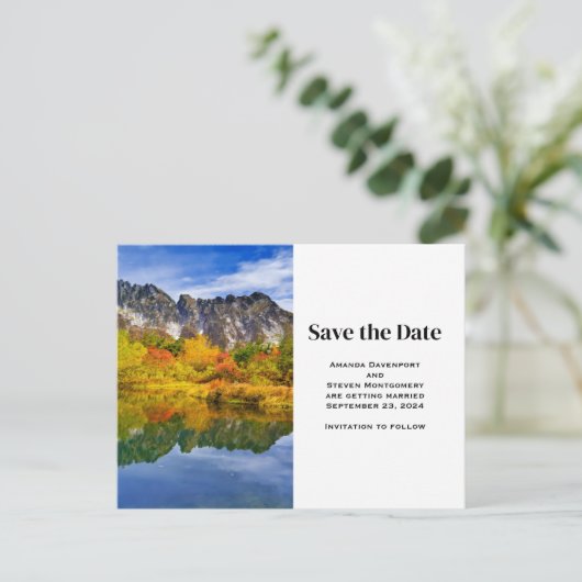 Schilderachtig Country Mountains en Lake Save the Uitnodiging Briefkaart (Staand voorkant)