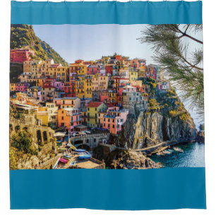 Schilderachtig dorp, Cinque Terre, Liguria, Itali Douchegordijn