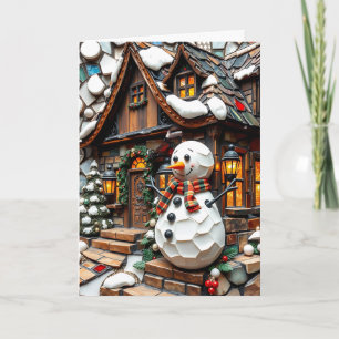 Schilderachtig en charmant kerstmozaïek kaart