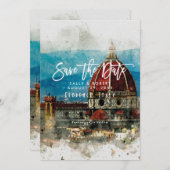 schilderachtig Florence Italië bruiloft met de dat Bedankkaart (Voorkant / Achterkant)