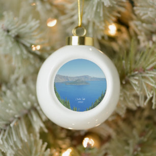 Schilderachtig foto van Crater Lake Oregon Keramische Bal Ornament