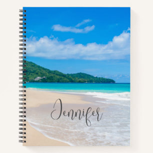 Schilderachtig foto van tropisch strand notitieboek