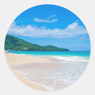 Schilderachtig foto van tropisch strand ronde sticker