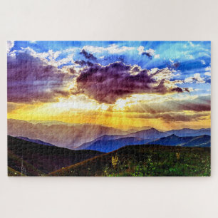 Schilderachtig fotobergen Sunbeams Meadow Puzzle Legpuzzel