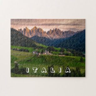 Schilderachtig Funes Valley, Dolomites, Italië Legpuzzel