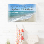 Schilderachtig harten in de Sand Beach bruiloft Spandoek (Insitu)