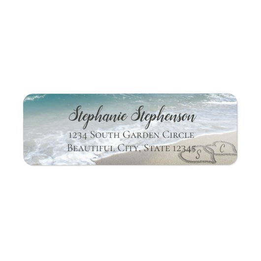 Schilderachtig harten in het Sand Beach bruiloft a Etiket (Voorkant)