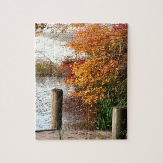 Schilderachtig Herfst Foliage bij het meer op Long Legpuzzel (Verticaal)