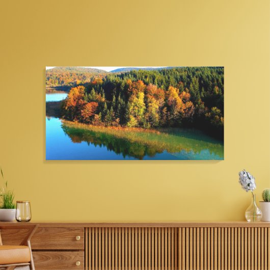 Schilderachtig herfstbos naast het bos met placobo canvas afdruk (Insitu (Woonkamer))