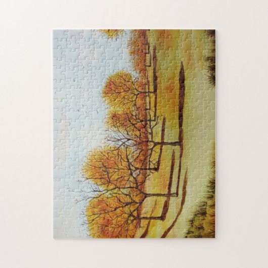 schilderachtig herfstlandschap met bomen en schadu legpuzzel (Verticaal)
