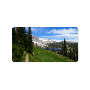 Schilderachtig Hiking Snowy Range Mountain Summit  Etiket