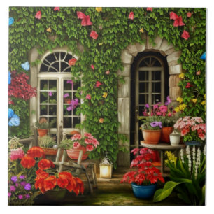 Schilderachtig huis exterieur ontwerp tegeltje