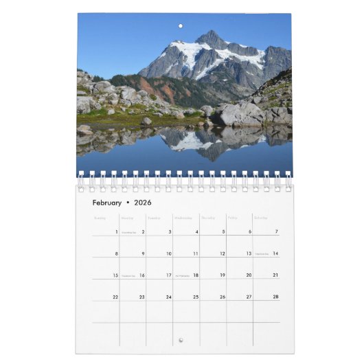 Schilderachtig kalender voor de Rocky Mountains (Feb 2026)
