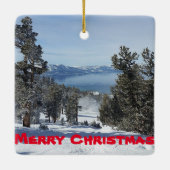 Schilderachtig kerstversiering meer Tahoe Keramisch Ornament (Achterkant)