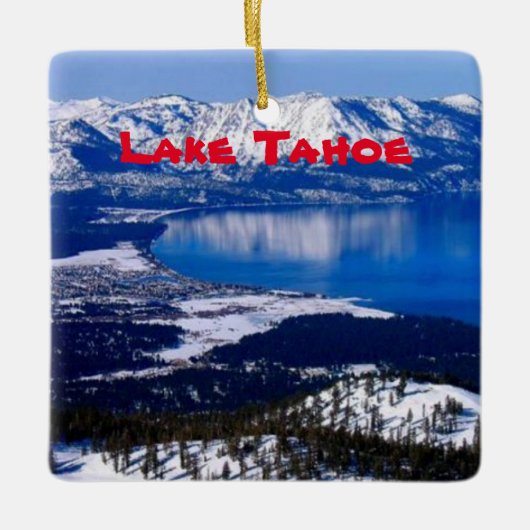 Schilderachtig kerstversiering meer Tahoe Keramisch Ornament (Voorkant)
