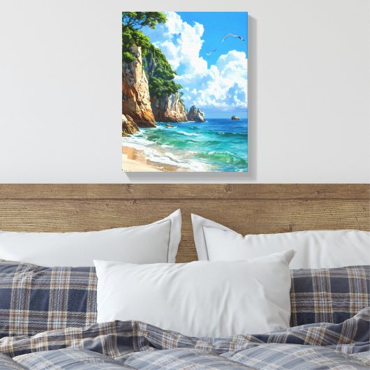 Schilderachtig kustlandschap canvas afdruk (Insitu (Slaapkamer))