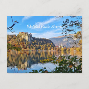 Schilderachtig Lake Bled Castle in de herfst, Slov Briefkaart