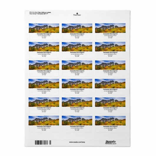 Schilderachtig landschap bos en bergen etiket (Full Sheet)