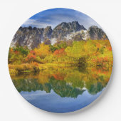 Schilderachtig landschap bos en bergen papieren bordje (Voorkant)