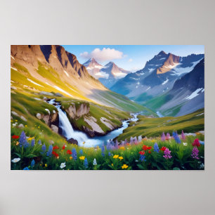 Schilderachtig landschap Meadow Valley Natuur rust Poster