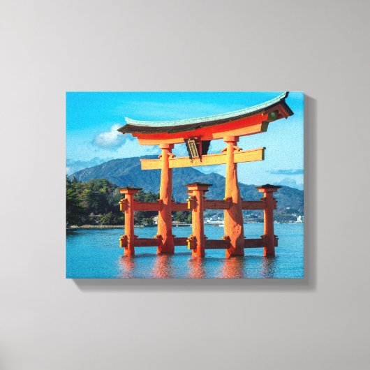 Schilderachtig landschap met Japanse Torii Gate Canvas Afdruk (Voorkant)