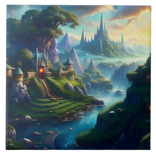 Schilderachtig Landschap Twee Tegeltje