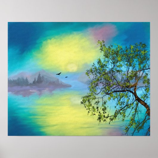 Schilderachtig landschap van het bergmeer poster (Voorkant)