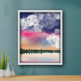 Schilderachtig landschap van Tranquil Pink Sky Bal Poster