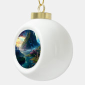 Schilderachtig Landschap Vier Keramische Bal Ornament (Rechts)