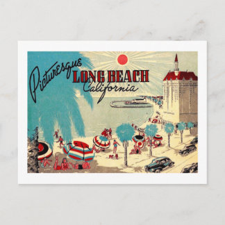 Schilderachtig Long Beach, Vintage van Californië Briefkaart