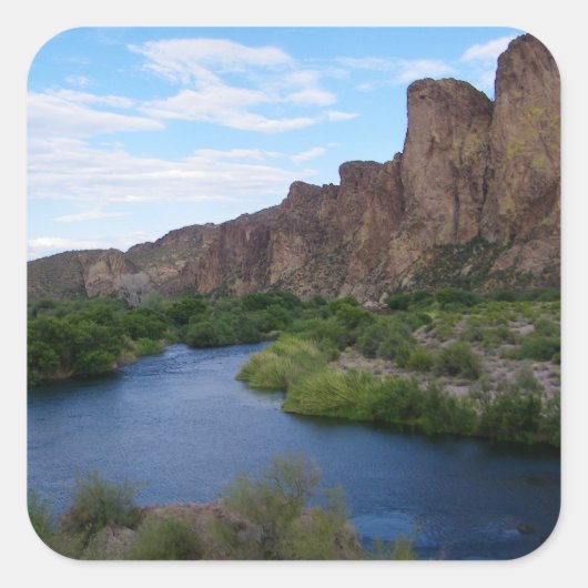 Schilderachtig meer Saguaro Vierkante Sticker (Voorkant)