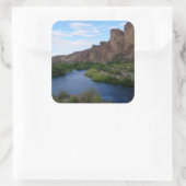 Schilderachtig meer Saguaro Vierkante Sticker (Tas)