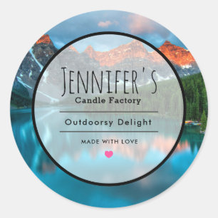 Schilderachtig Mountain & Lake Landscape Fotokaars Ronde Sticker